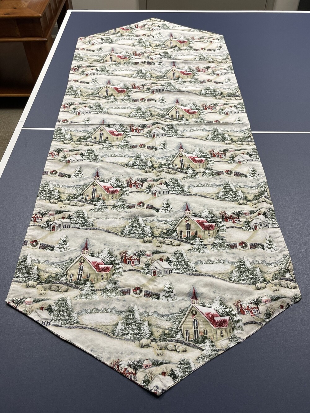 Christmas Winter Village Cotton Table Runner 52 x 21 inches
